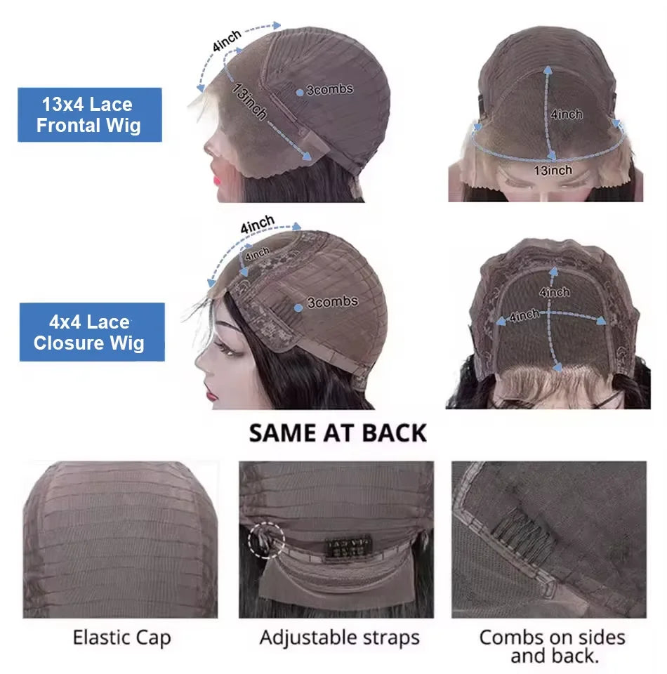 Brazilian Curly Short Bob 13x4 HD Lace Frontal Wigs 220% Deep Water Wave 4x4 Lace Front Wig 100% Human Hair For Women 14 16 Inch