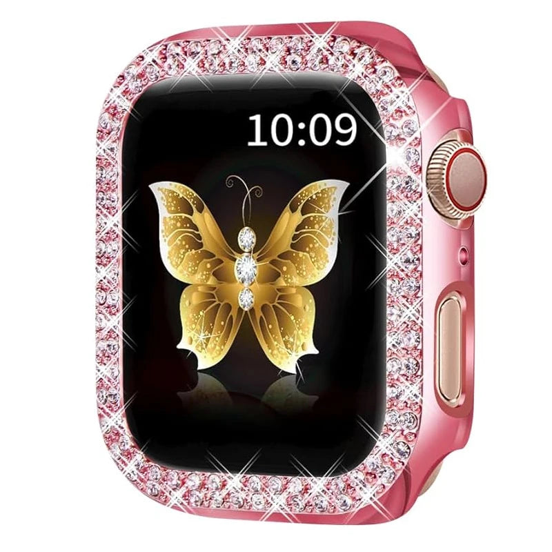 Bling Case for Apple Watch Series 9 8 7 6 5 4 3 2 1 SE(No Screen), Women Glitter Rhinestone Protector Frame.