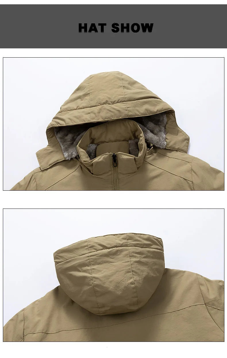 7XL 8XL Winter Jacket Men  Casual Outwear Sportswear Fleece Lining Mens Sherpa Jackets Full Zip Warm Coats  Hoodie Winter Coat