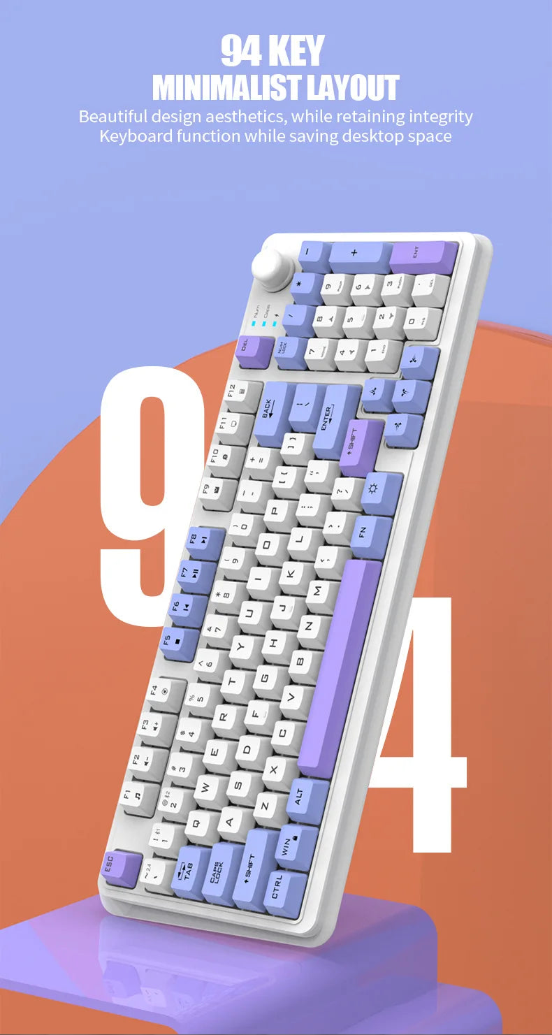 Russian Wireless Keyboard With Russian Layout Spanish Arabic Korean Keyboard Mouse Kit Bluetooth RGB Backlight Volume Knob K94