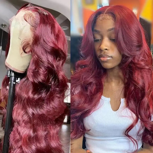 Women Long Curly Wig Middle Part Natural Looking High Temperature Fiber Wig Ladies Gradient Color Front Lace Synthetic Hair