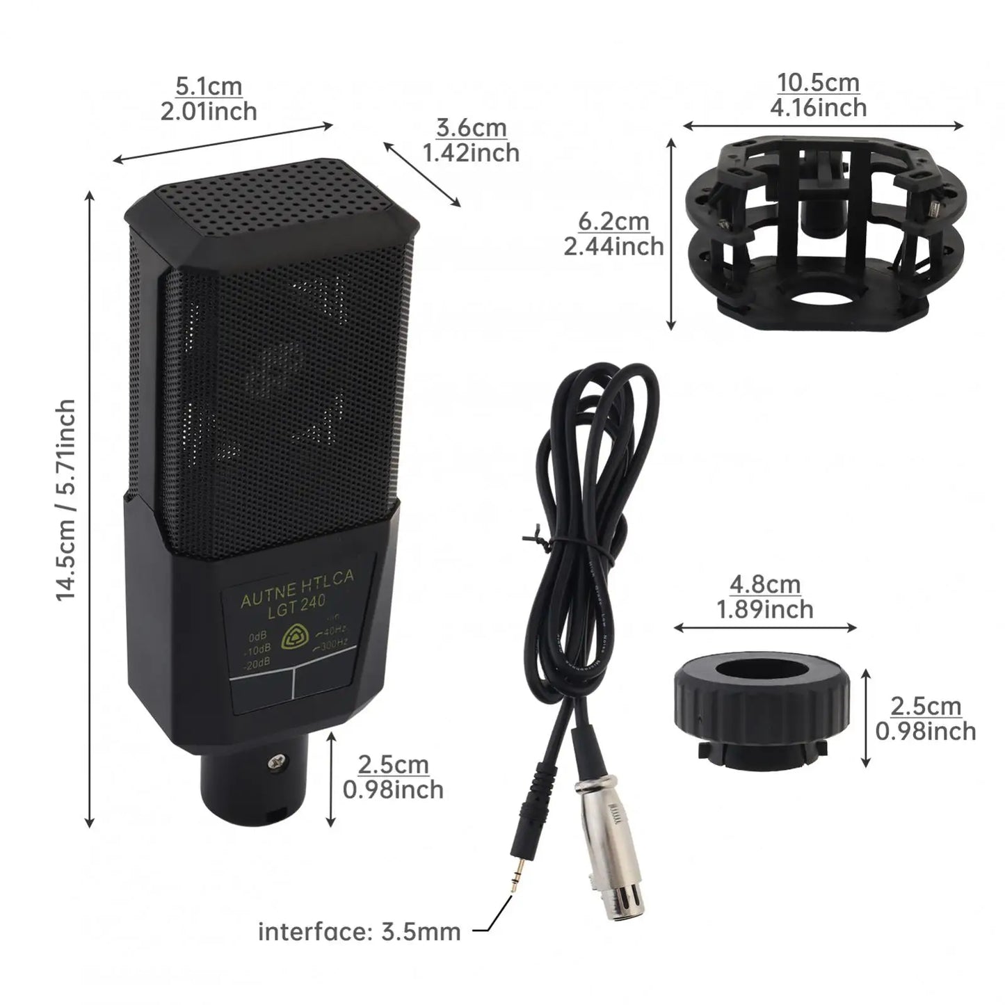 3.5mm Interface Condenser Microphone LGT240 Professional Large Diaphragm Square Computer Mobile Phone K Song Live  Mic