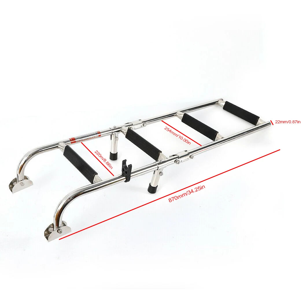 4 Steps Marine Deck Ladder Stainless Steel Telescoping Folding Marine Boat Drop Ladders