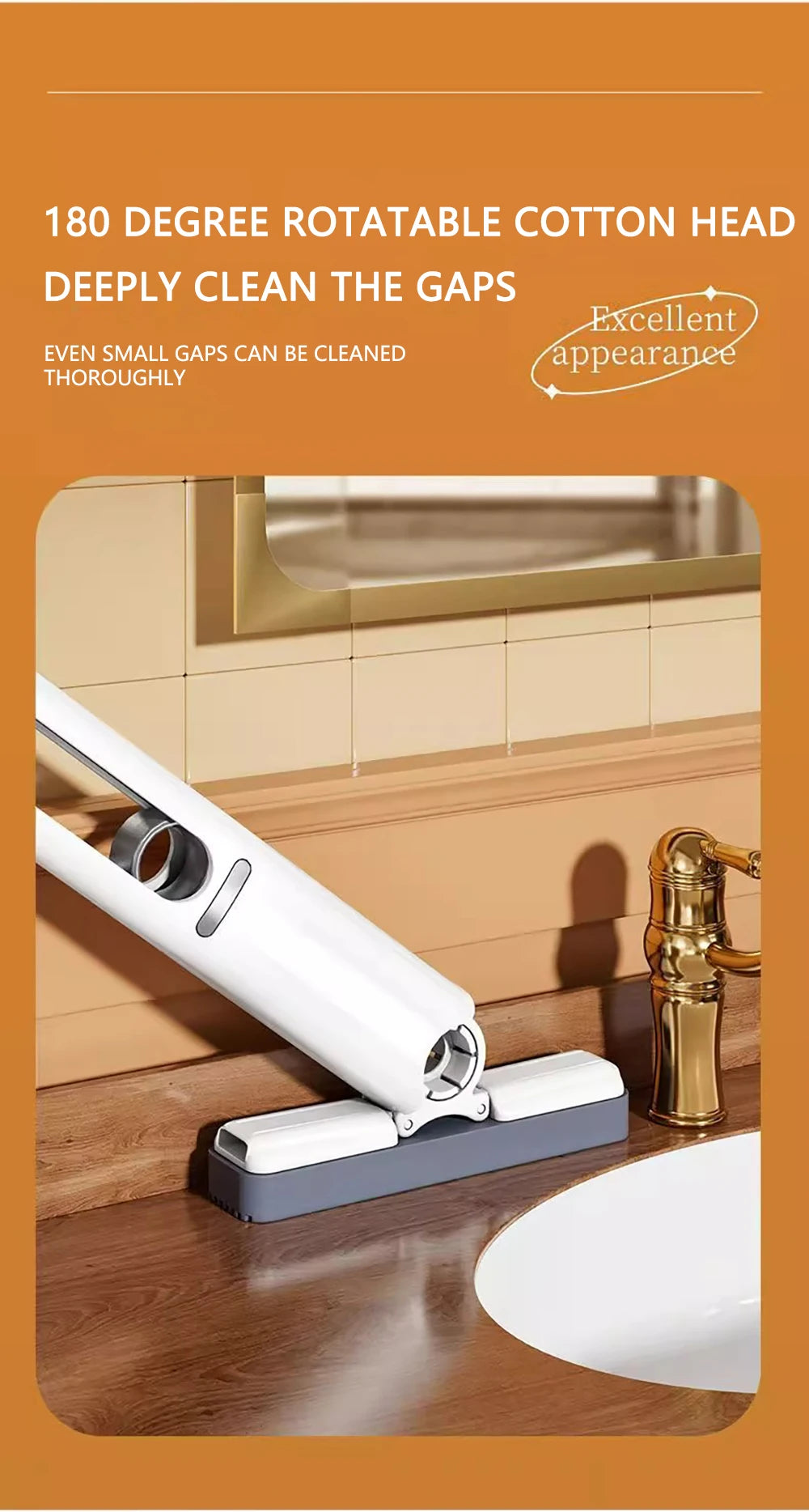 Mini Mop Self Squeeze Mop Powerful Folding Household Clean Tools No Hand Wash Strong Absorbent Mop for Bathroom Kitchen Desktop