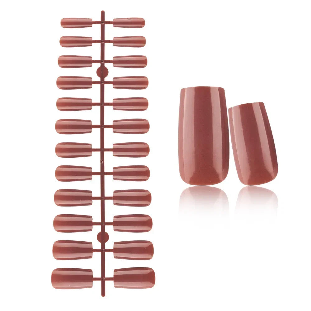 24 Pcs Solid Color Nail Tips Extension System Soft Gel Fake Nail Sculpted Square Full Cover Press on Nail Tips Artificial Nails
