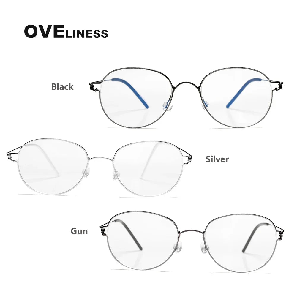 2024 Screwless Eyeglasses Frame for Men Round Denmark Korean male female Glasses Frame Women Pure Titanium Eyewear spectacles