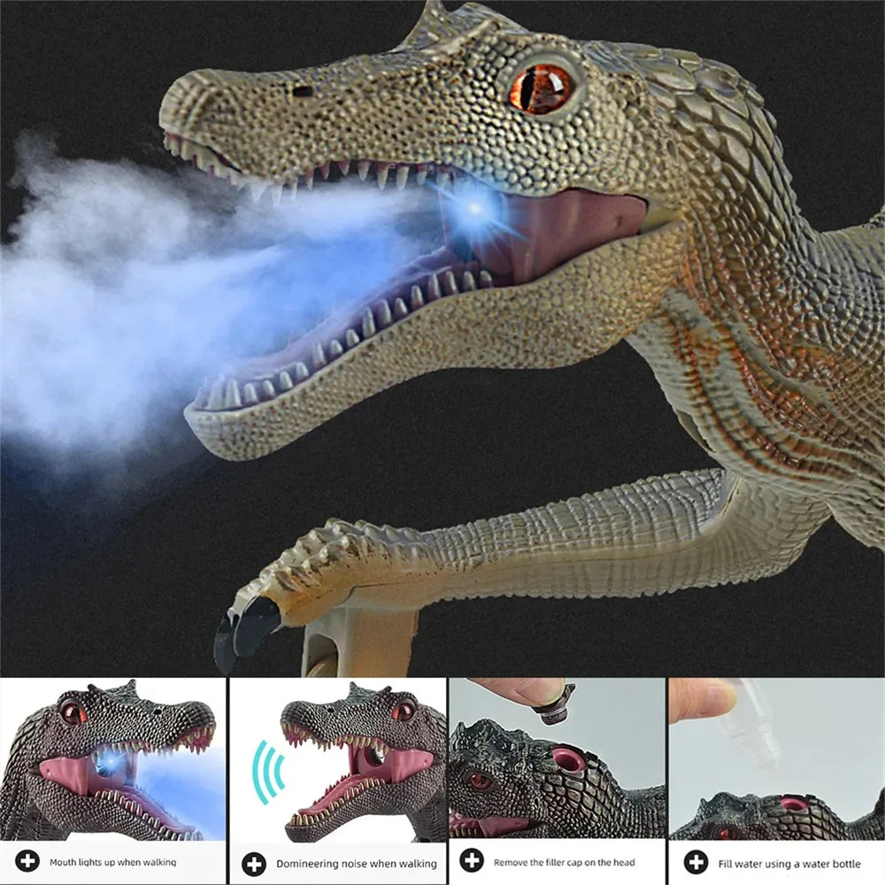 Remote Control Dinosaur Toys Kids RC Electric Walking Jurassic Dinosaur Simulation Velociraptor Toy With LED Light and Roaring