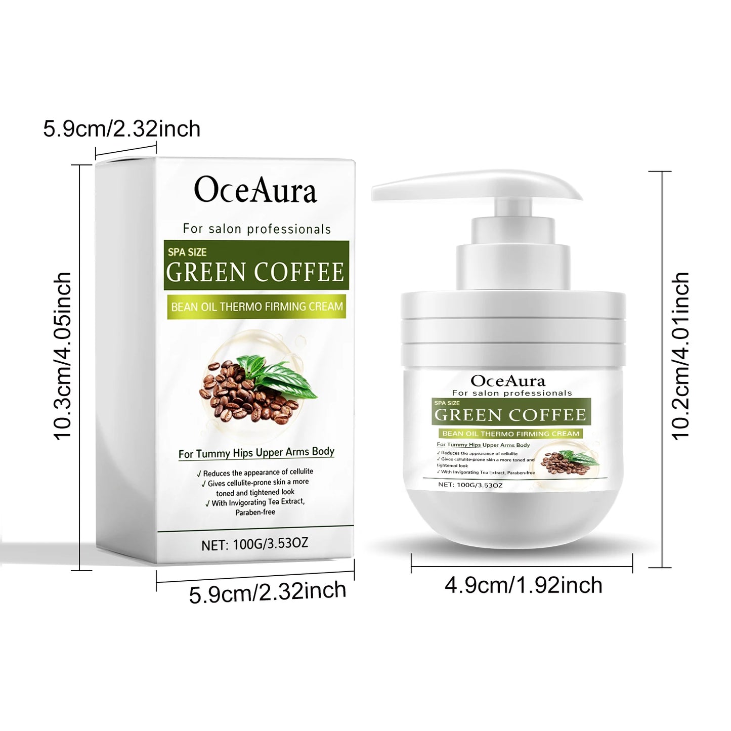 OceAura Green Coffee Bean Firming Body Cream Moisten the Skin Cream Caffeine Body Lotion Moisturizer To Firm Tighten Skin