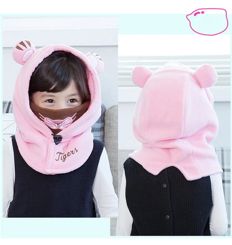 Lemonkid Kids Cartoon Animal Masked Hat Children Autumn Winter Warm Caps Child Girls Beanie Hats Boys Cycling Windproof Cap