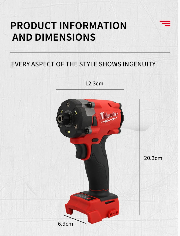Milwaukee Brushless Cordless Electric Impact Driver Car Truck Repair Screwdriver Impact WrenchDrill Rechargable m18 Battery Tool
