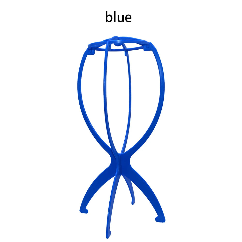 1PCS Folding Wig Stand Plastic Adjustable Portable Hat Display Stand Durable Mannequin Dummy Head Plastic Black, pink, blue