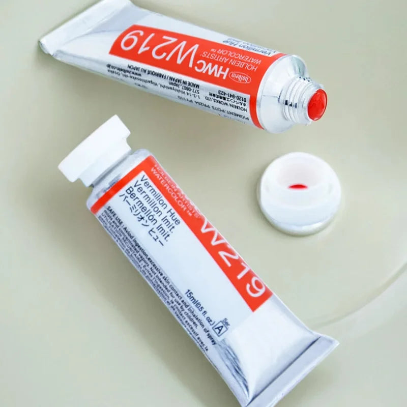 15ml Holbein Liquid Tube Packaging Watercolor Pigment Art Students Outdoor Sketch Speciality Painting Colored Fill Materials