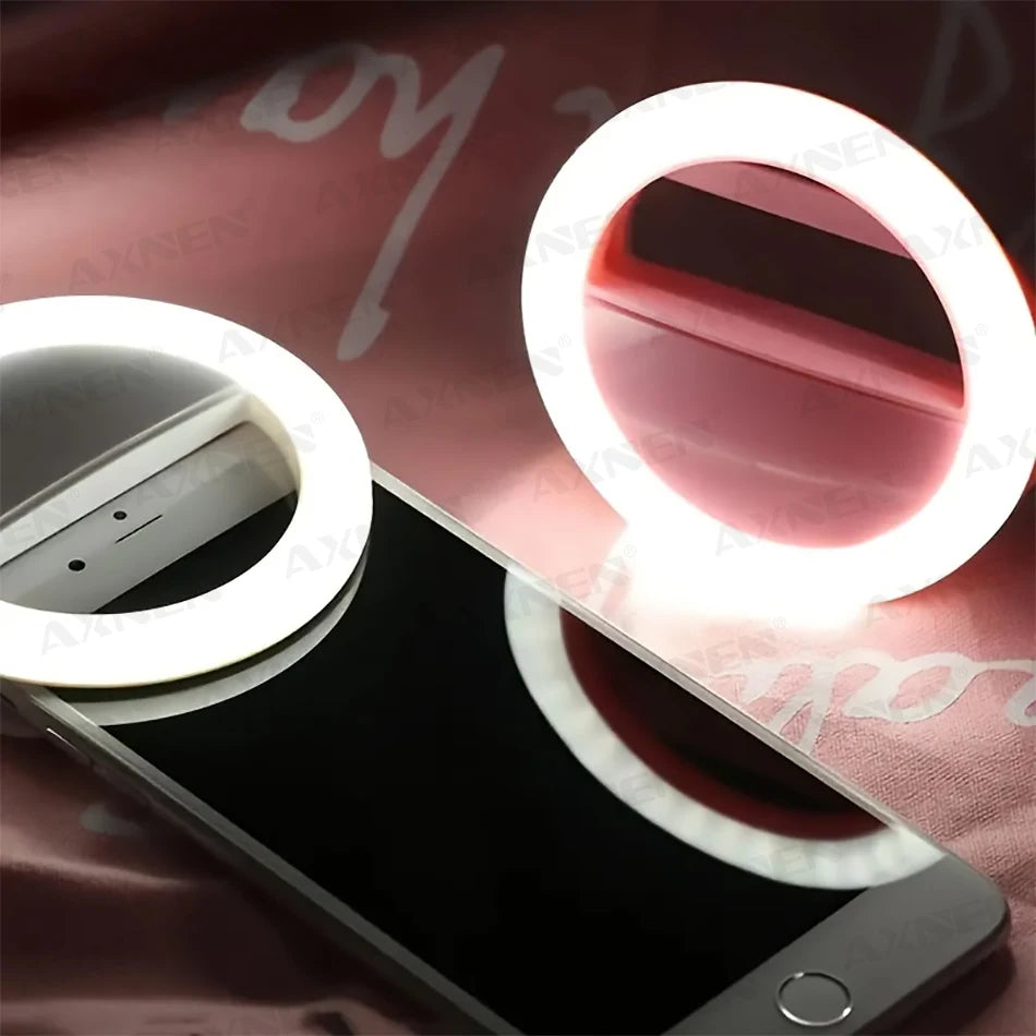 LED Light Ring with USBcharging Phone Lens Selfie Light Mini Circular Fill Light Clip Compatible with iPhone Samsung Xiaomi Poco