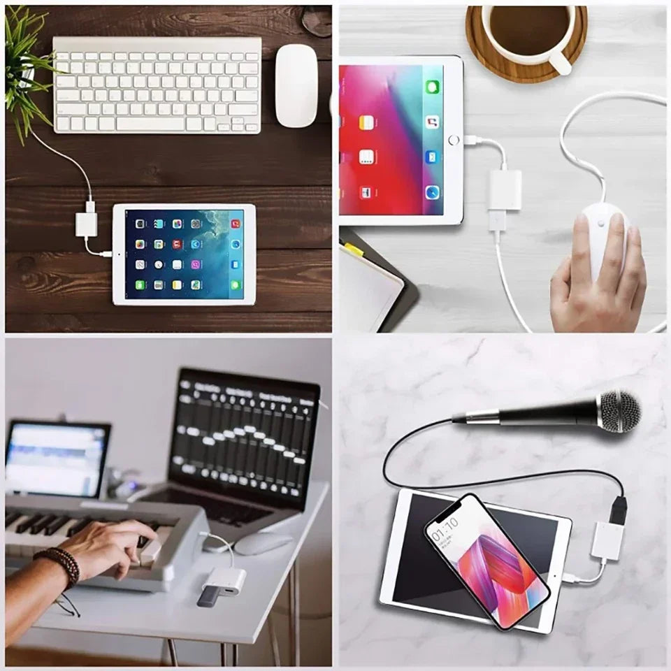 OTG Adapter For iPhone 16 15 14 13 12 Pro Max XR 8 Plus 8 Pin To USB Cable 3.0 Converter For Mouse Keyboard Camera Card Reader