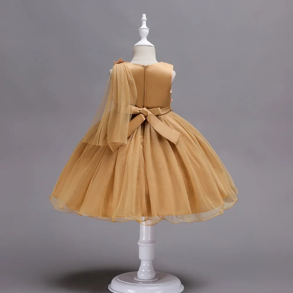 Wedding Flower Girls Dress Tulle Lace Girl Dress Infantil Fancy Princess Events Costume Kids Party Ceremony Children Clothing