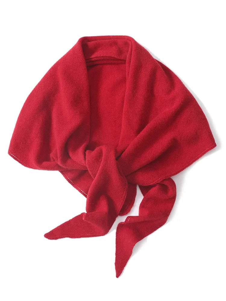 2024 Trend Large Triangle Shawl Scarf 100% Wool Women Knitted Accessories Cape Casual Soft Warm Cappa Cozy Black Gray Red