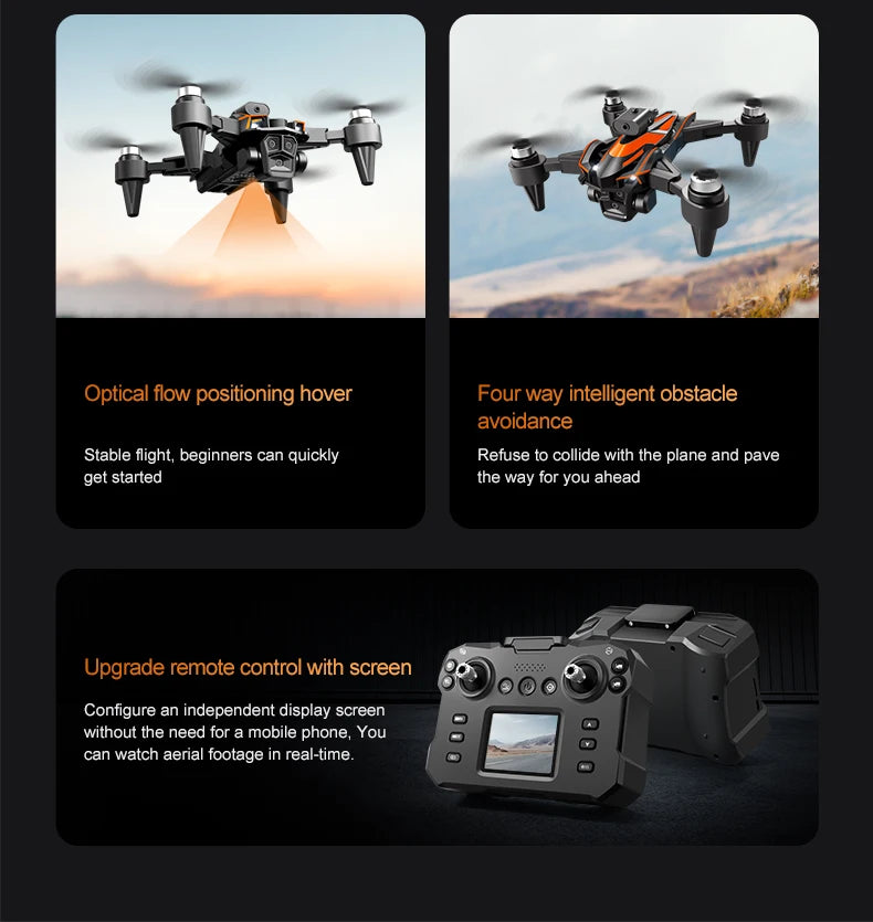 NEW K12Max UAV With Screen Control 5G 8K HD Camera Brushless Drone Optical Flow Positioning Aerial Four-Axis Aircraft Gifts Toys