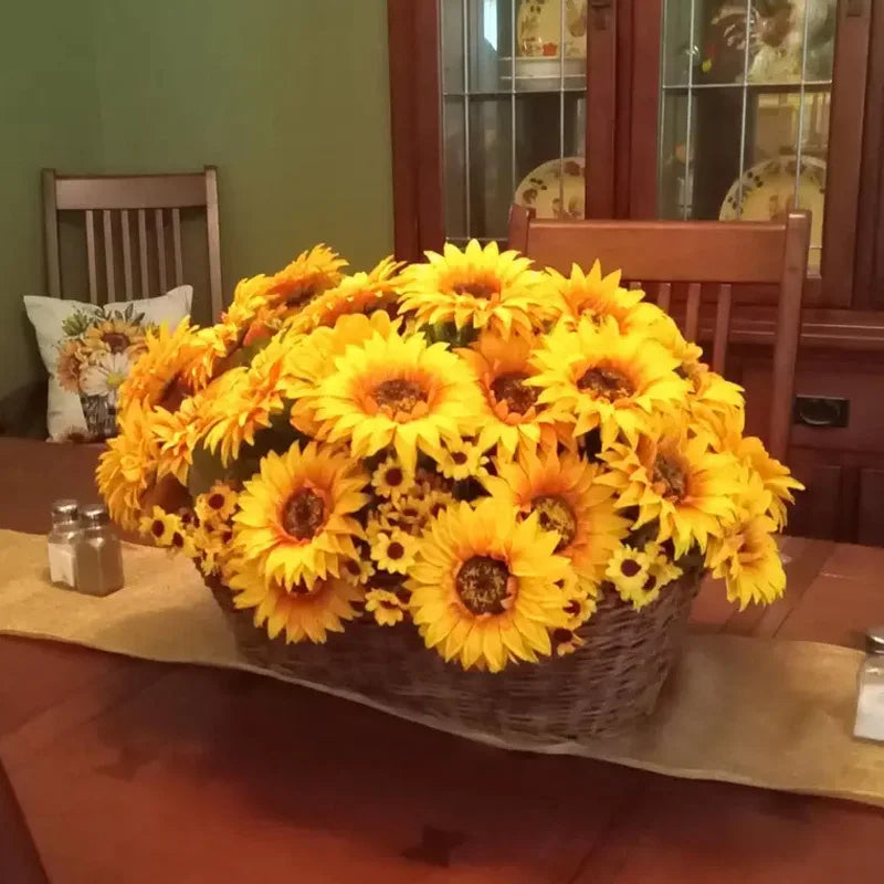 6pcs Artificial Flowers Sunflower Decorative Bouquet Silk Flowers for Party Table Decoration Fake Flowers Wedding Home Decor
