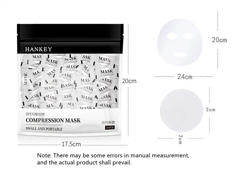 100PCS DIY Compressed Facial Mask: Disposable Non-woven Facial Mask with the Characteristics of Being Extremely Easy to Carry