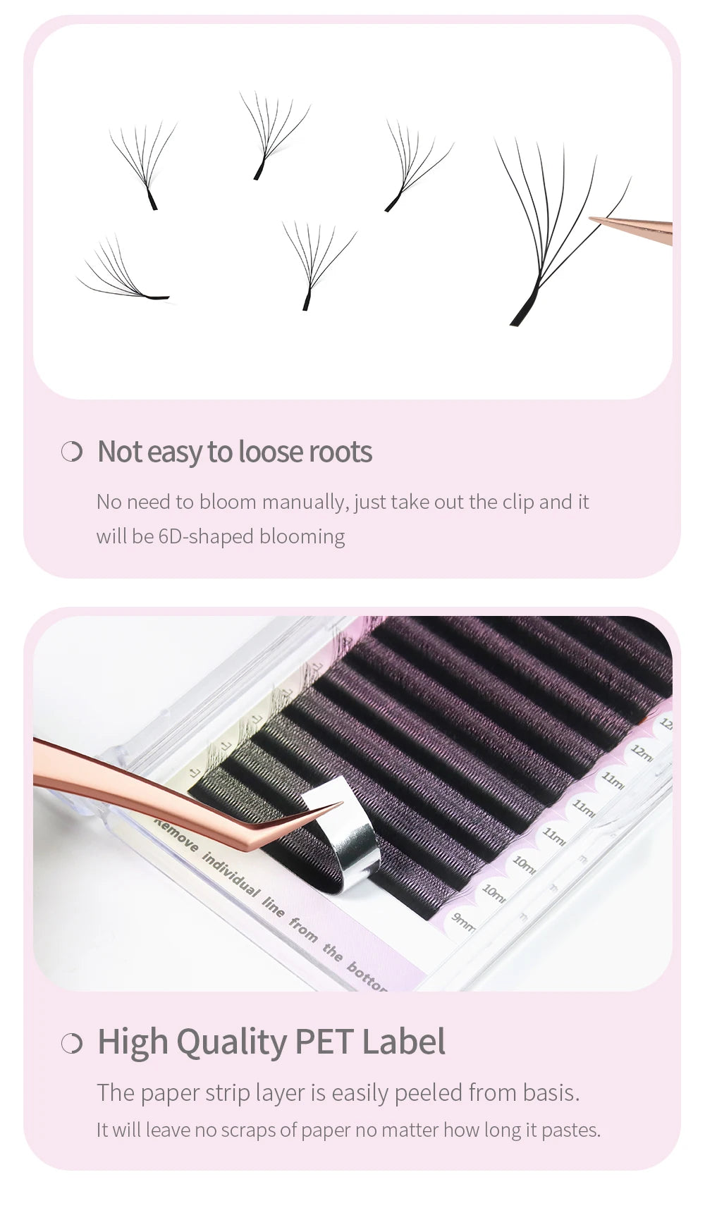 ANNAFRIS W Shape 6D Volume Eyelash Extension False Mink Soft Natural Premade Fans Lash 6D W Shaped Easy Faning Eyelashes