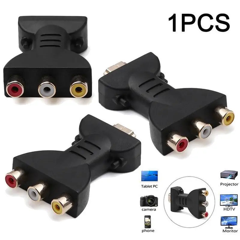 Mini HDMI TO AV Gold-plated HDMI-compatible Male To 3 RGB RCA Video Audio Adapter AV Component Converter Connector For HDTV DVD