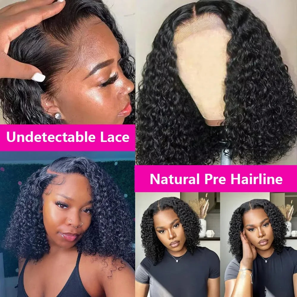 Brazilian Short Bob 100% Human Hair 13x4 Lace Frontal Human Hair Deep Wave 13x4 Lace Front Curly 4x4 Lace Closure Wigs For Women