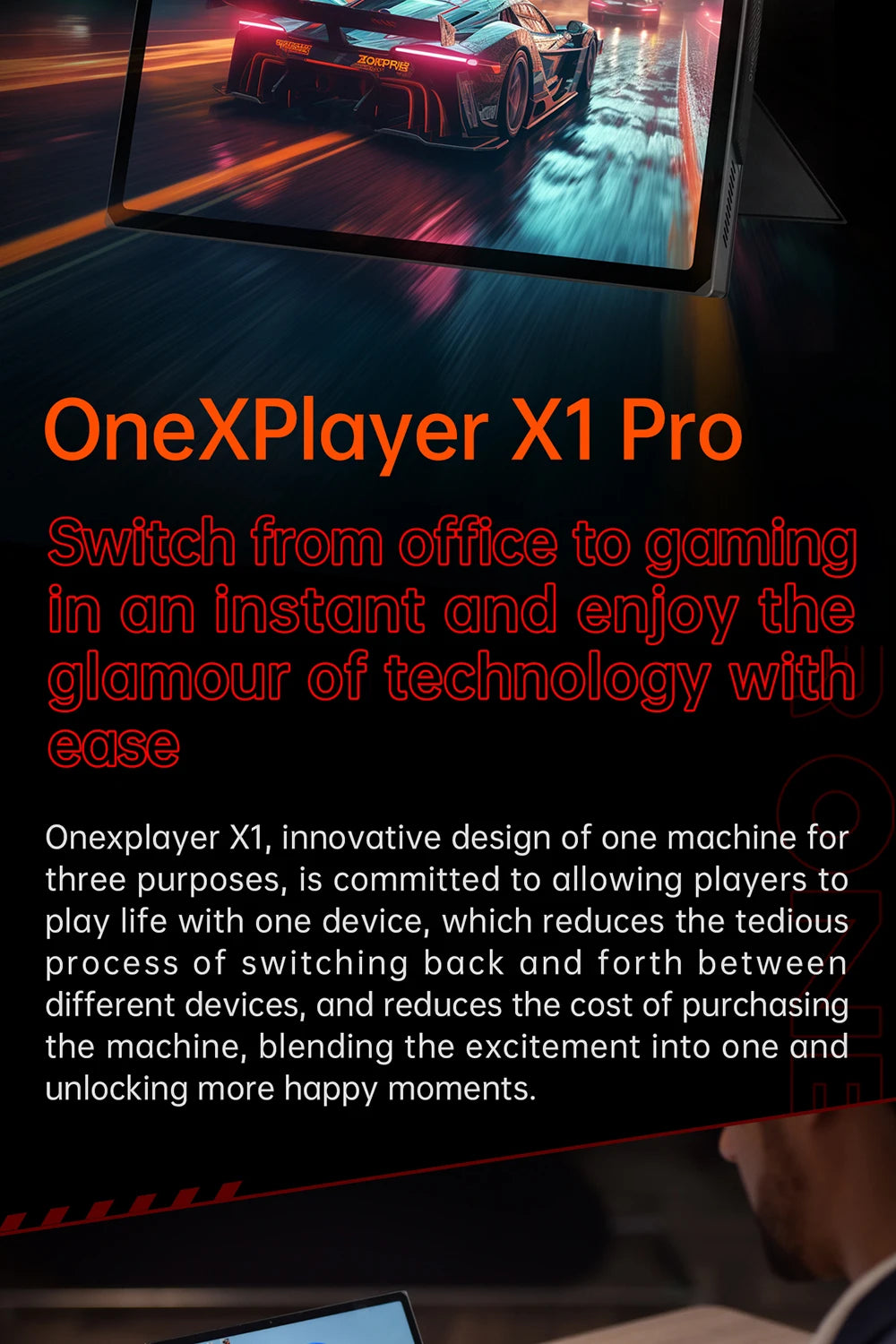 OneXPlayer X1 PRO AMD Ryzen AI 9 HX370 /8840U Laptop Tablet 3 IN 1 PC Game Console 10.95" Windows Handheld Controllers Computer