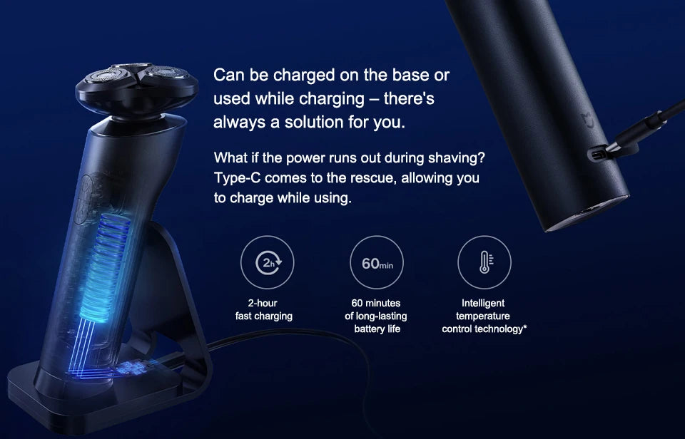 XIAOMI MIJIA Electric Shaver S700 Portable Flex Razor 3 Head Shaving IPX7 Waterproof Washable Beard Trimmer Trimer Cutter 30 Day