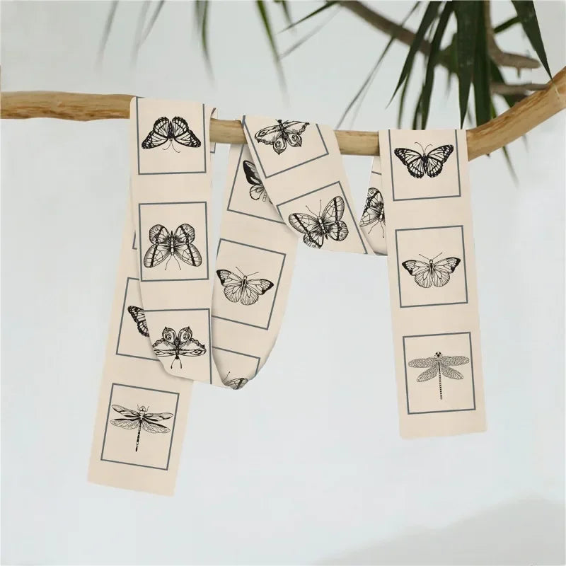 2024 New Luxury Plain Butterfly Woman Decorative Fashion Ribbon Tie Bag Silk Scarf  Small Scarf Headband