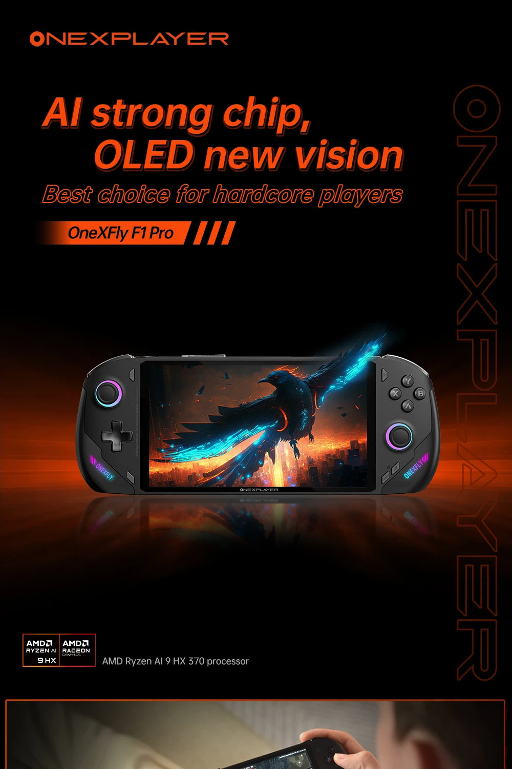 OneXPlayer OneXFly F1 Pro AMD AI 9 HX 365 370 OLED 144Hz Screen Gaming Handheld Console 3A Gamepad 7” PC Game Computer Laptop