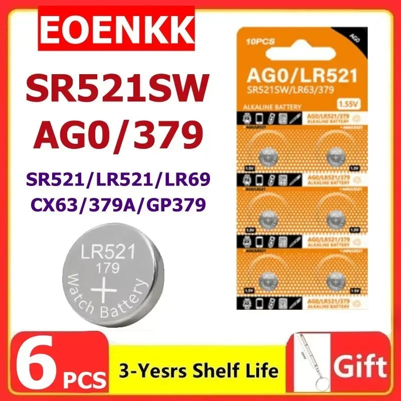 High Capacity 2-50pcs AG0 LR521 SR521SW Batteries LR63 SR63 379 1.5v Alkaline Button Cell Battery for Calculators Watches Toys