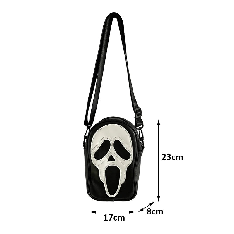 Y2K Vintage Shoulder Bag Halloween Funny Lovely Devil Ghost Bag Ladies Bags Leather Zip Purse PU Handbags Women Crossbody Bags