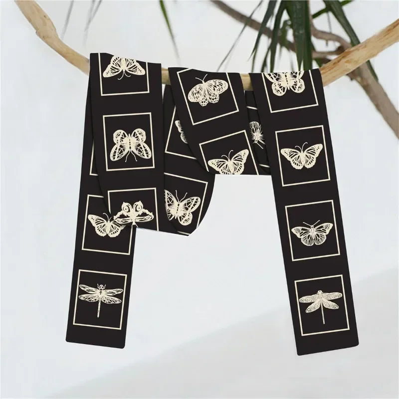 2024 New Luxury Plain Butterfly Woman Decorative Fashion Ribbon Tie Bag Silk Scarf  Small Scarf Headband