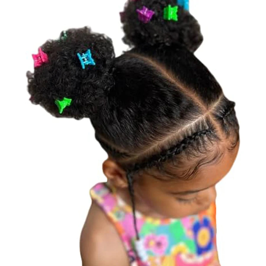 Kids Puff Ponytail Extensions 2Pcs Synthetic Small Afro Kinky Curly Hair Bun For Little Girls Comfortable Lightweight Hairpieces