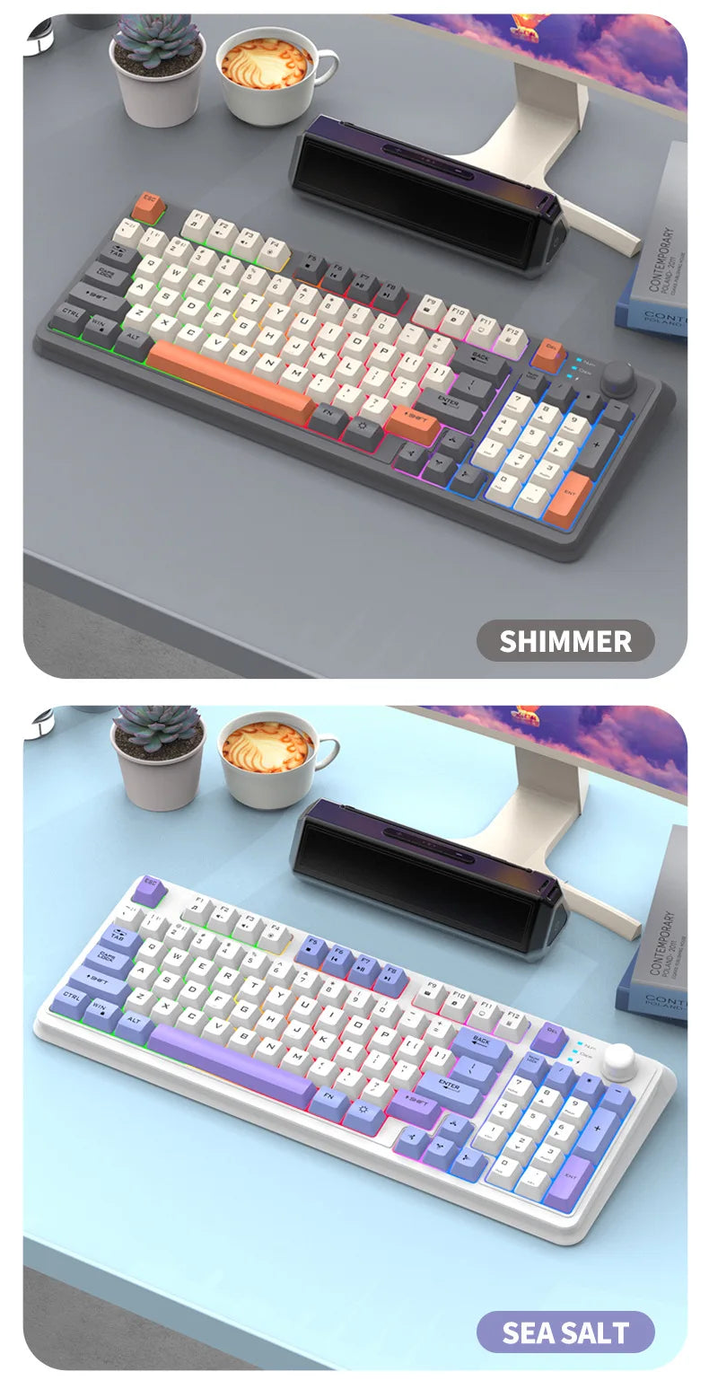 Russian Wireless Keyboard With Russian Layout Spanish Arabic Korean Keyboard Mouse Kit Bluetooth RGB Backlight Volume Knob K94