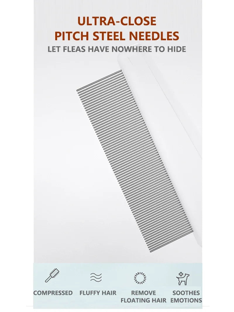 1pc Stainless Steel Pet Hair Shedding Comb Flea Comb for Cat Dog Comfort Cats Flea Hair Grooming Comb Dog Fur Removal Brush