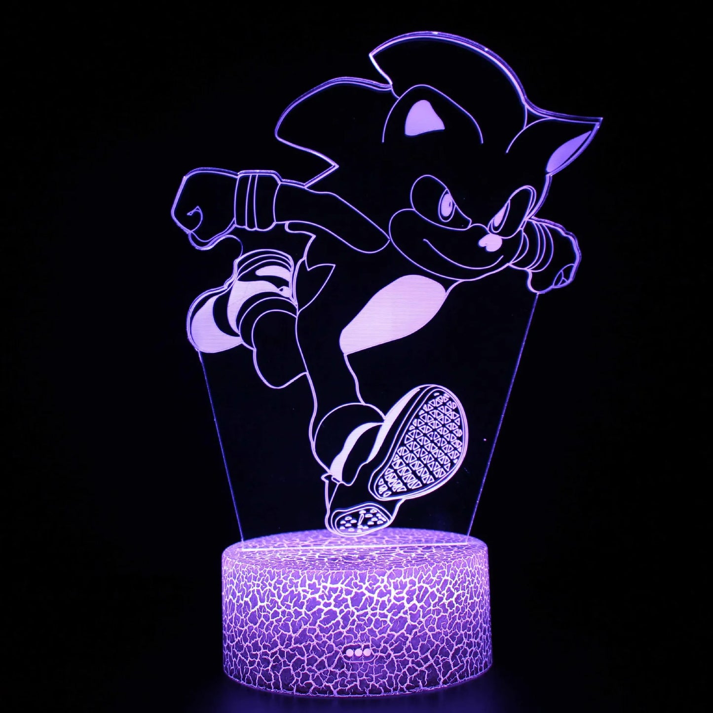 Sonic The Hedgehog 3D Night Light  Anime Figures Acrylic Crack Base Night Light Home Bedroom Decoration Table Lamps Kids Toys