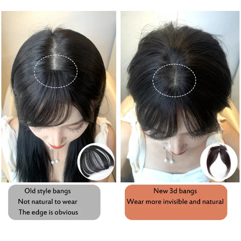 Synthetic Bangs Wig Realistic Bangs Hairpiece Natural Wispy 3d Bangs Hair Extensions for Women