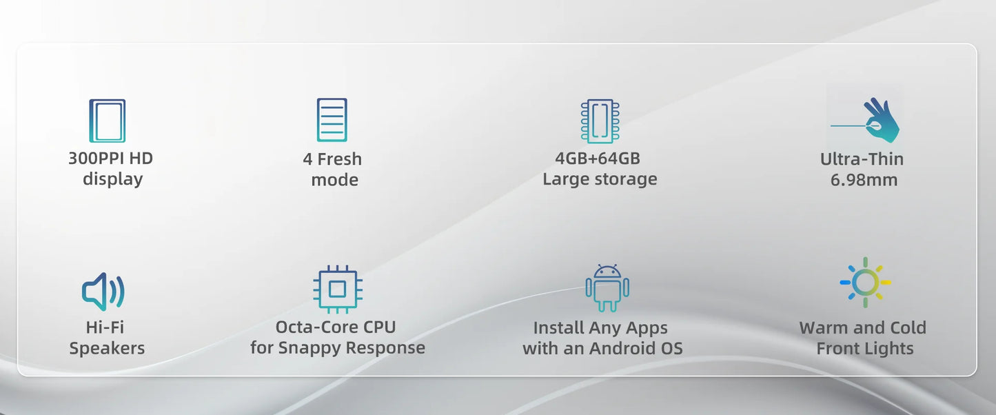 Bigme E-book Reader B6, 6-inch e-ink electronic book, 36-level front light, Android 14 OS built-in Google Play, 4+64GB ereader