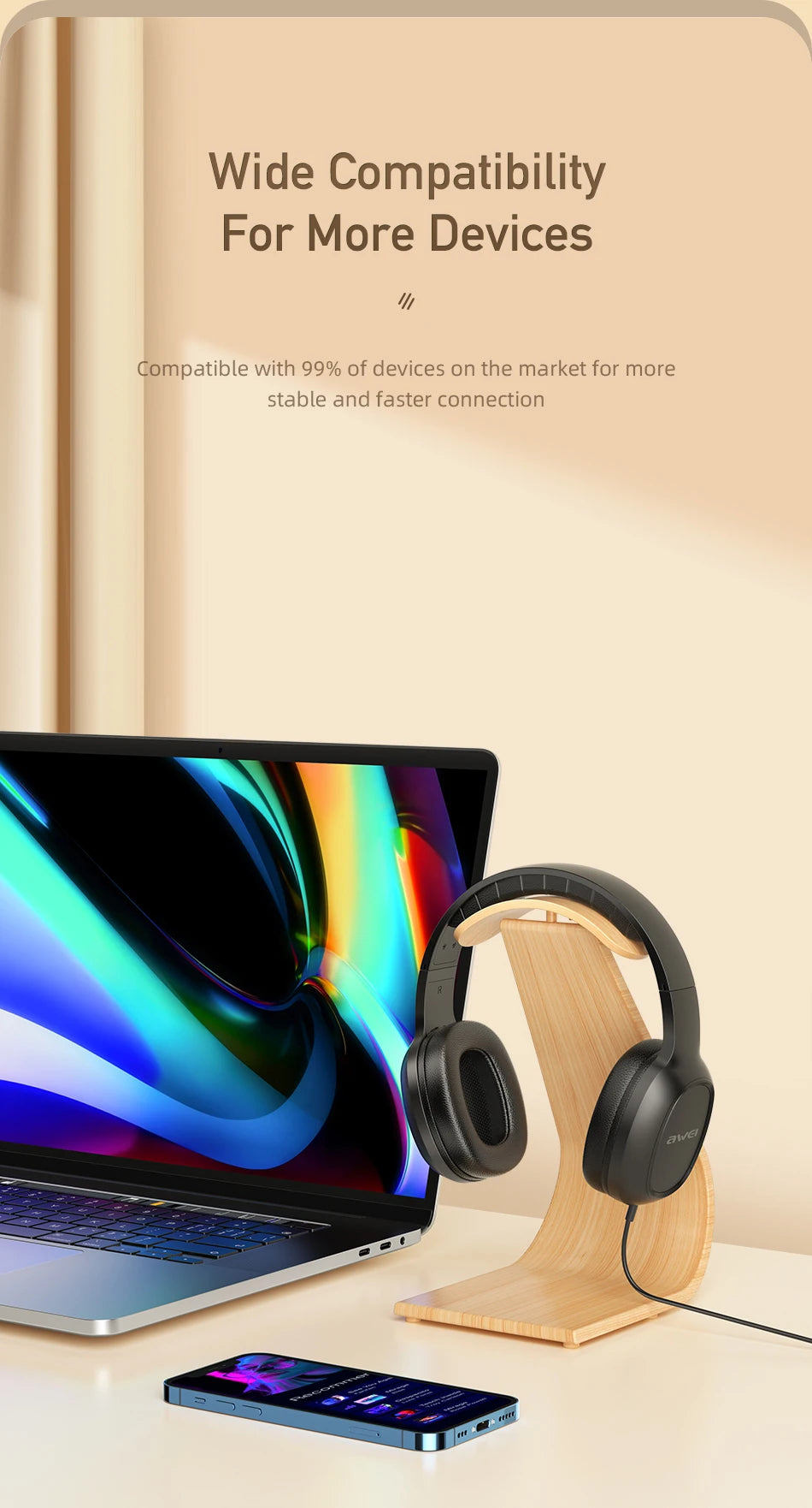 Awei GM-6 Wired Professional Headphone with Wire Control Game Wired Headset With Mic 3.5mm AUX Plug For PC Computer Laptop