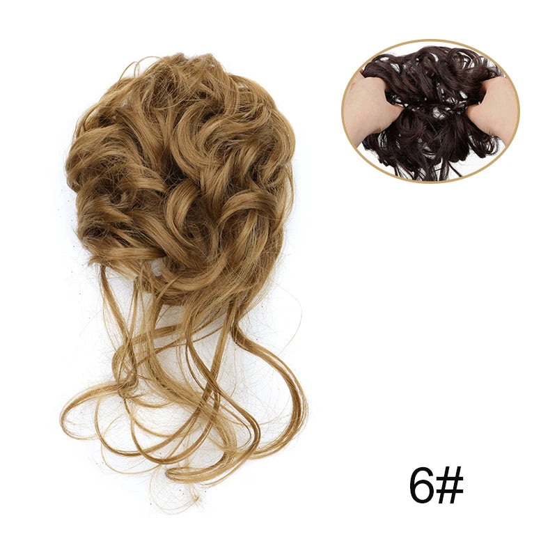 Synthetic Messy Donut Hair Buns Tousled Updo Chignon Elastic Hair Extension Hair Accessories for Women