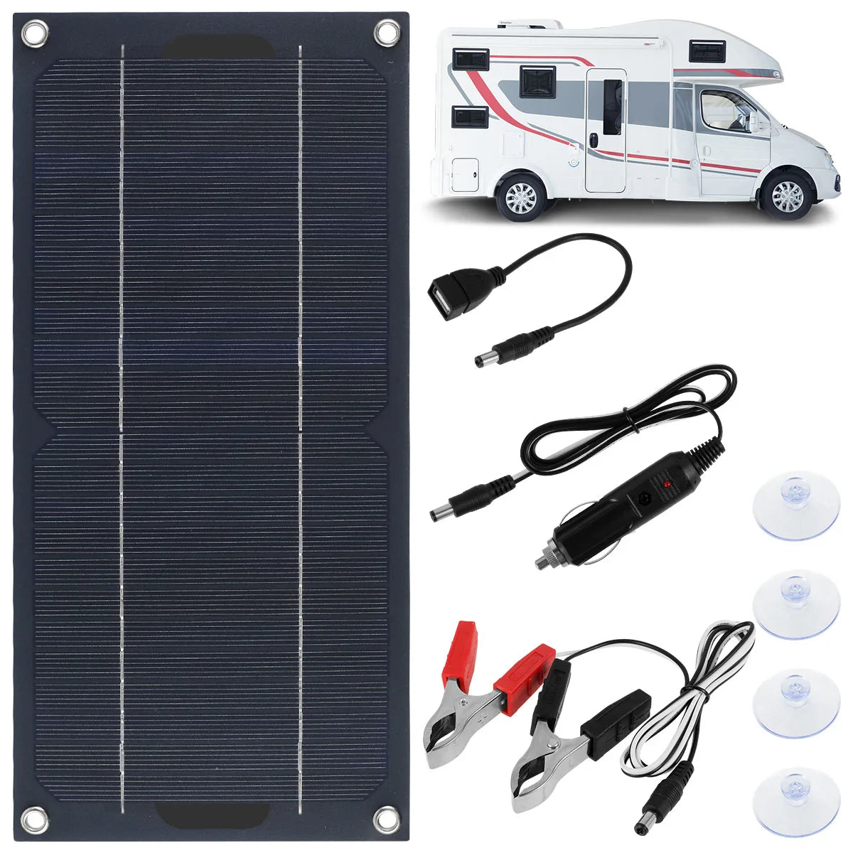 Solar Panel Kit 12V 30W IP65 Waterproof Solar Trickle Charger Portable Monocrystalline Solar Powered Battery Charger with