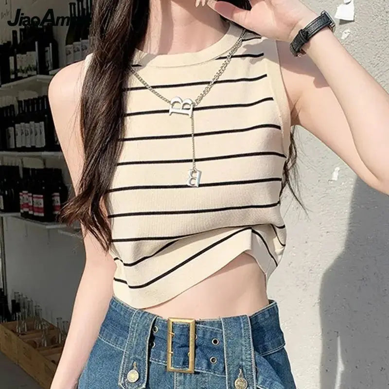 Women Summer New White Sunscreen Shirt Top+Striped Vest+Wide Leg Jeans 3 Piece Suit 2024 Korean Elegant Denim Pants Matching Set