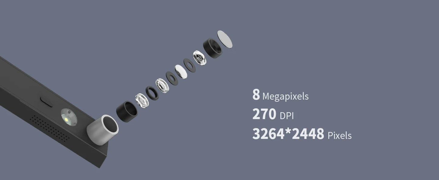 CZUR Lens 800 Pro Portable Document Scanner 8MP 270DPI Fast Scan 1s/Page, Light-weight A4 Scanner for Flat Sheet, Easy-to-Use