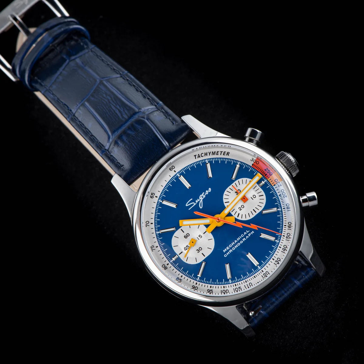 Sugess Watch Mens 1963 Pilot Chronograph Mechanical Wristwatches Tianjin ST19 Movement Swanneck Sapphire Crystal Racing Leather