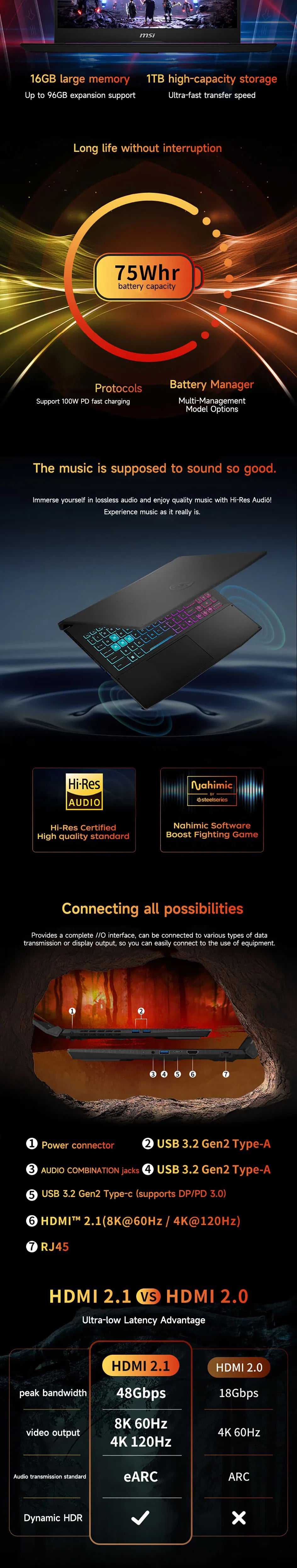 2025 MSI Katana 17 HX Gaming Laptop 17.3 Inch 2.5K QHD 240Hz IPS Screen Netbook i9-14900HX 32GB 2TB RTX5060 Notebook Computer PC