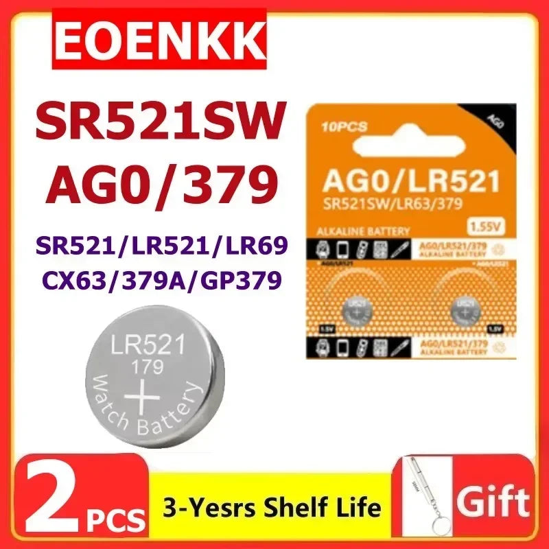 High Capacity 2-50pcs AG0 LR521 SR521SW Batteries LR63 SR63 379 1.5v Alkaline Button Cell Battery for Calculators Watches Toys