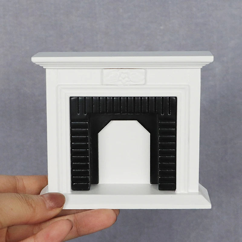 1:6 1:12 Dollhouse Mini Decorative Fireplace Model Doll House Wood Fireplace Mini House Furniture European Style