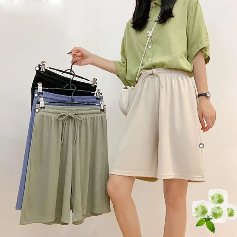 Casual Sports Shorts Lady Slim Waist Summer Shorts Elastic Beach Casual Pants Sports Women Summer Anti Emptied Ice Silk Shorts