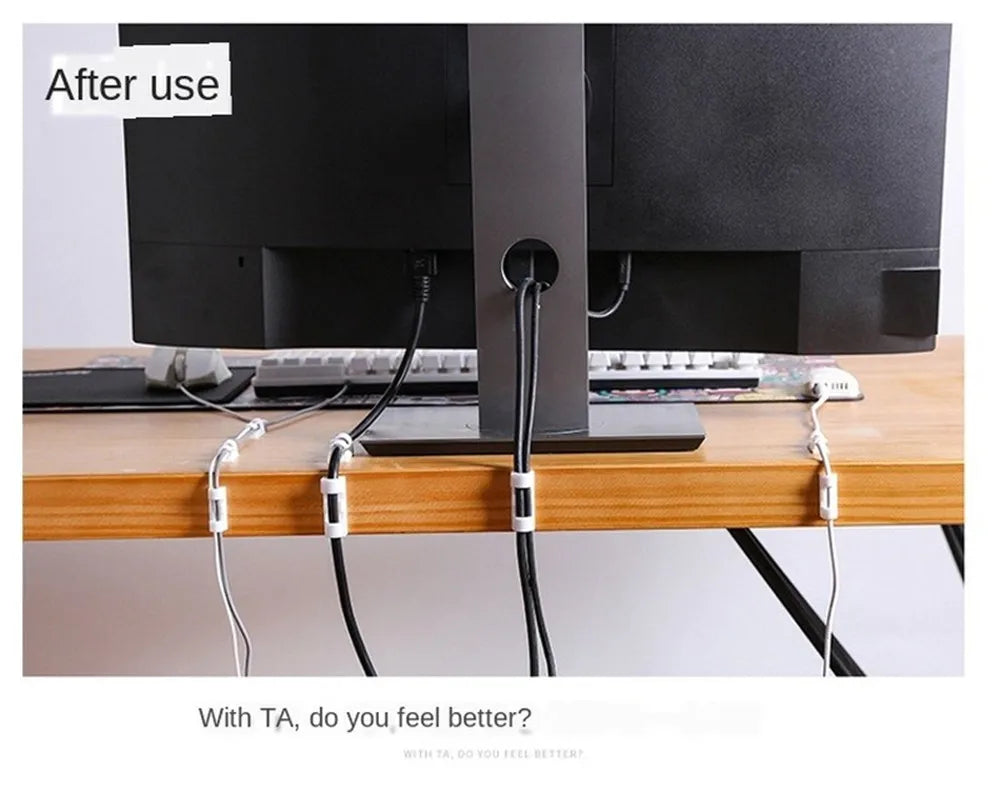 16/20pcs Cable Organizer Clips Cable Management Wire Manager Cord Holder USB Charging Data Line Bobbin Winder Wall Mounted Hook